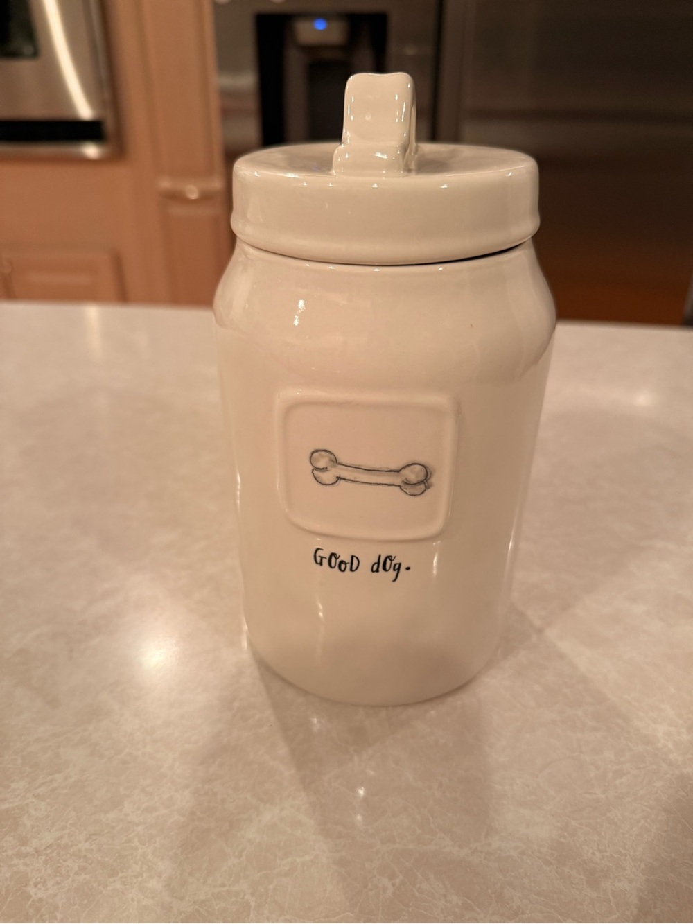 Rae Dunn Cream Ceramic Dog Treat Jar